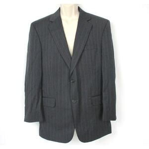 Jos A Bank Wool Blazer Sport Coat Mens 42R 2-Button Gray Pinstripe 31" Long